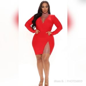 Red Studded Bandage Dress